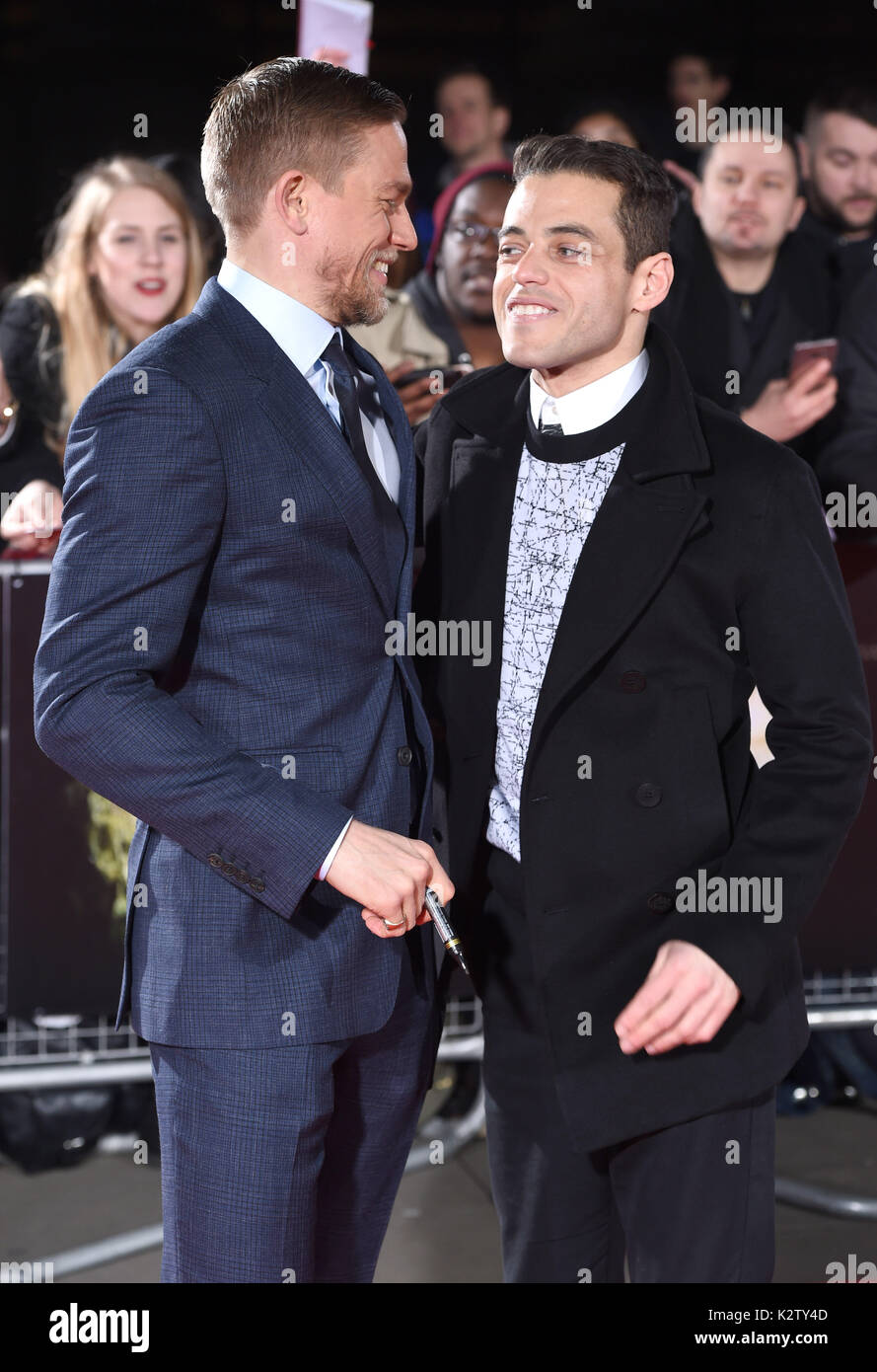 Photo Must Be Credited ©Alpha Press 079965 16/02/2017 Charlie Hunnam and Rami  Malek The Lost City Of Z Premiere at The British Museum London Stock Photo  - Alamy