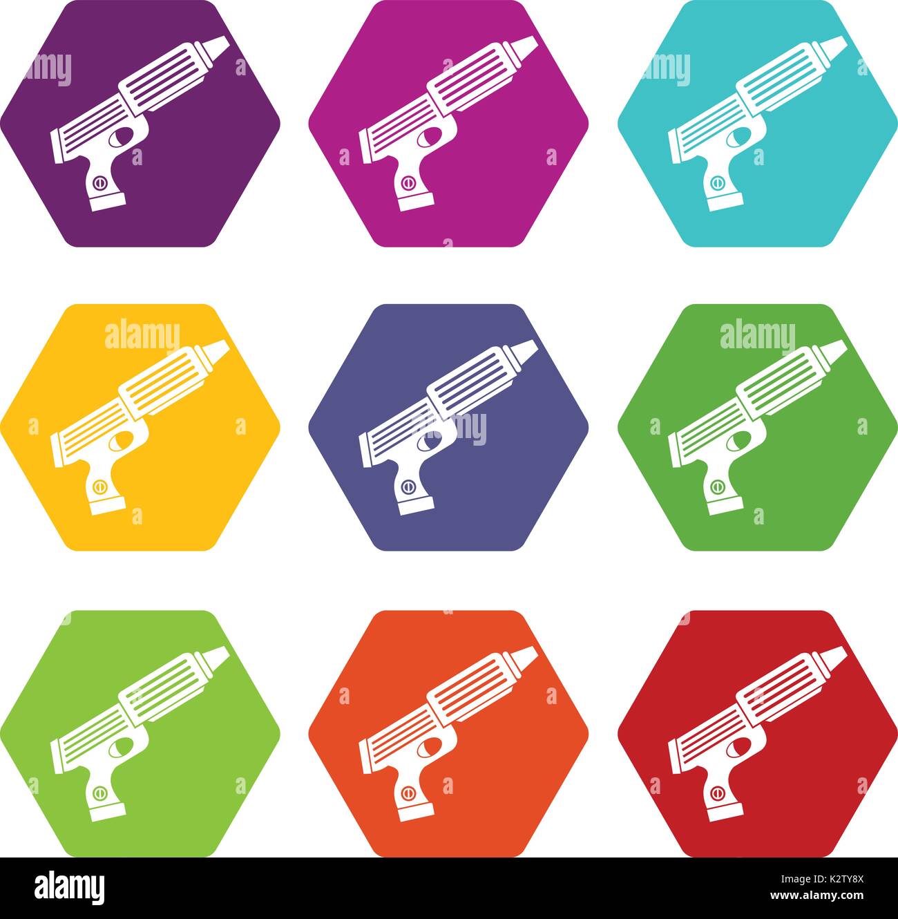 Plastic gun toy icon set color hexahedron Stock Vector Image & Art - Alamy