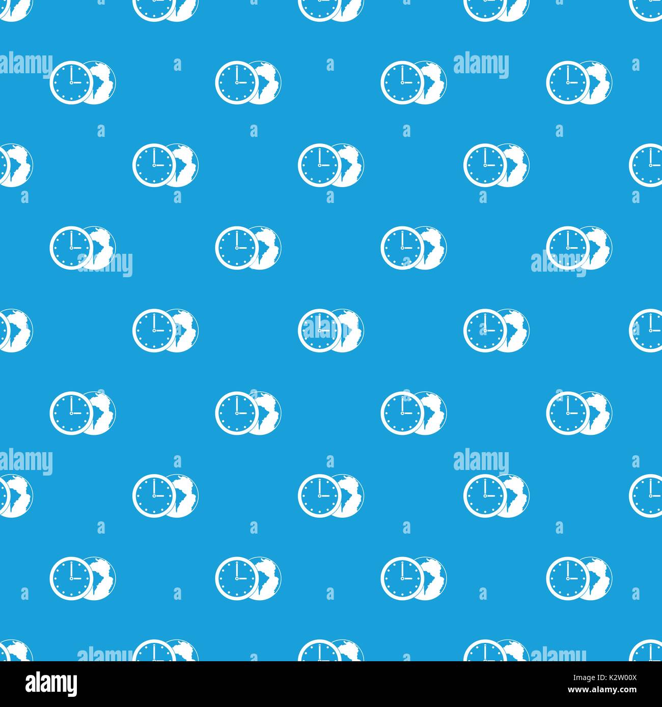 World planet with watch pattern seamless blue Stock Vector