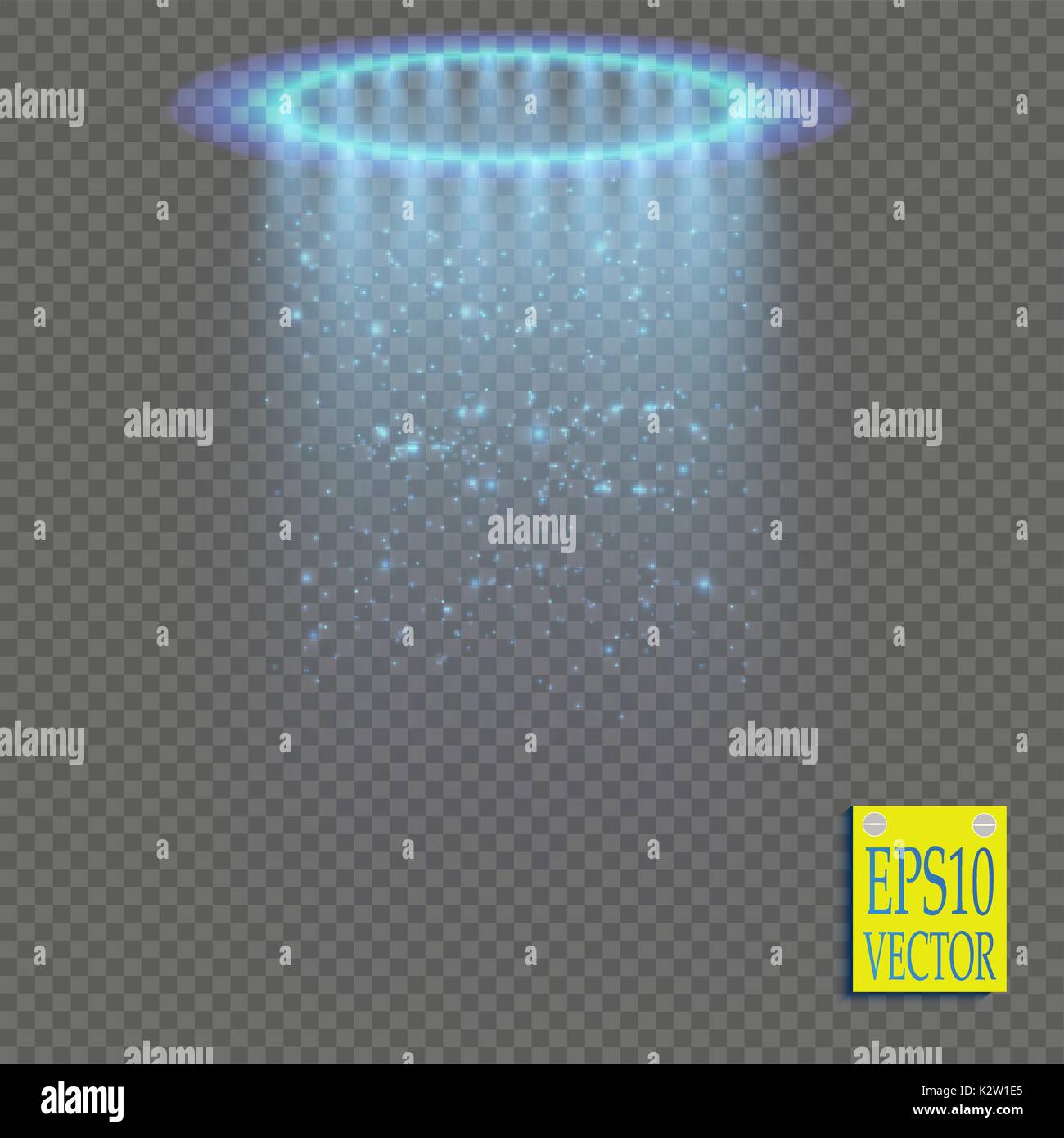 Transparent blue ligthy effects on a transparent background. Spotlights, flare, explosion and stars. Vector Stock Vector