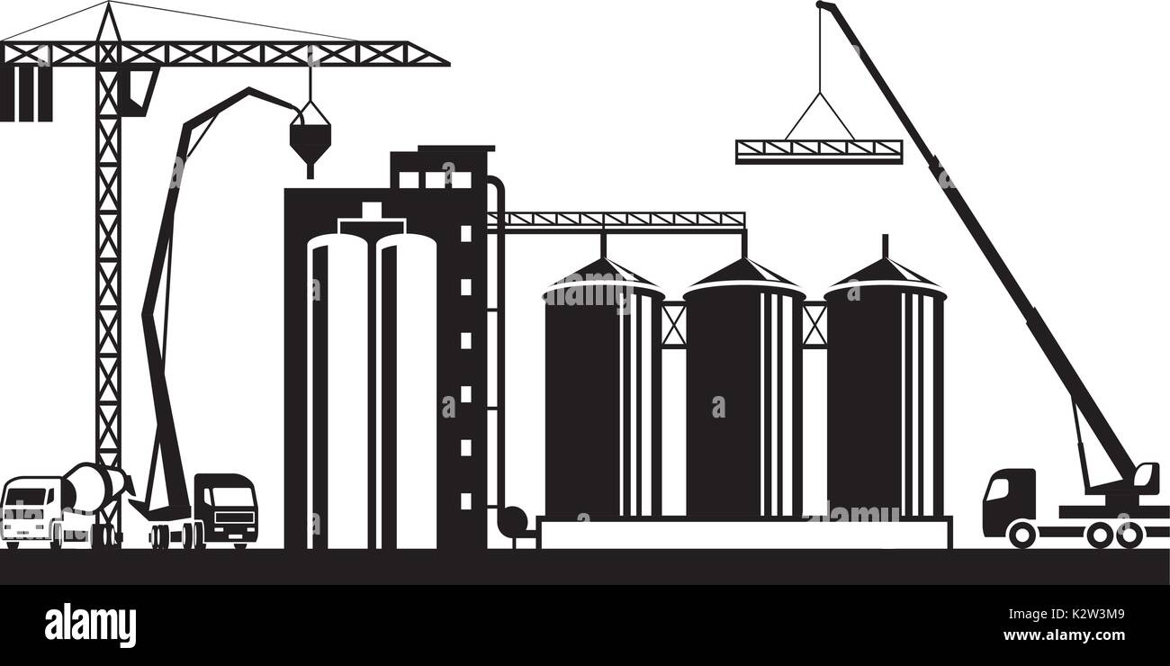 Construction of grain silo vector illustration Stock Vector Image & Art Alamy