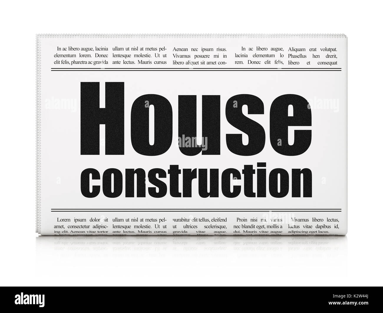 Building construction concept newspaper headline House Construction