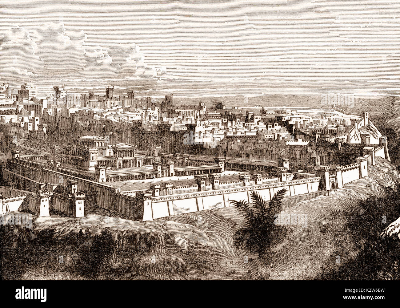 The City of Jerusalem before the destruction of the temple Stock Photo