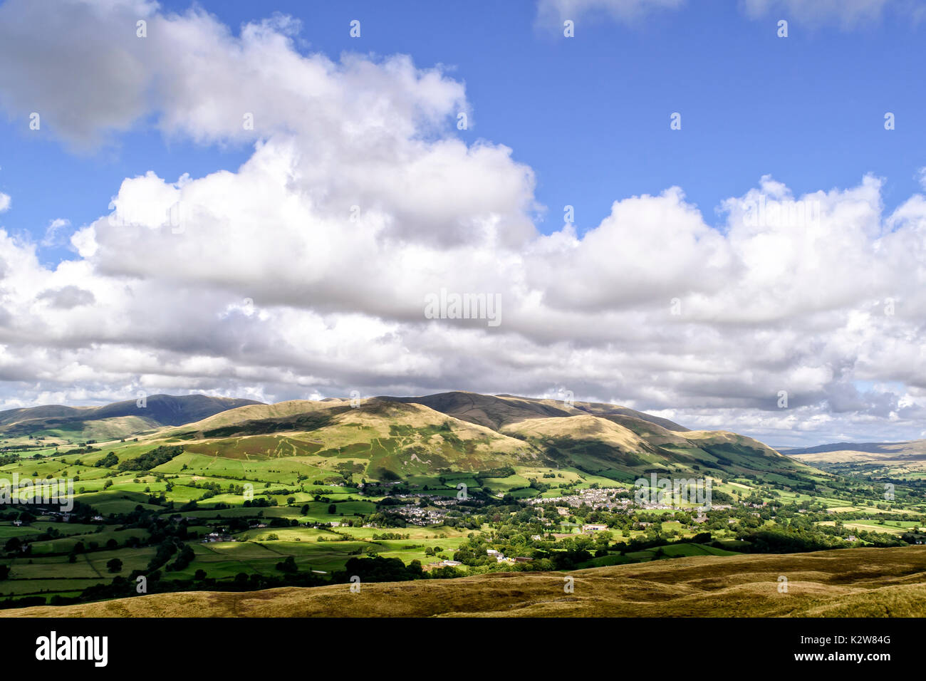 View of Sedbergh and Winder from Middleton Fell Stock Photo