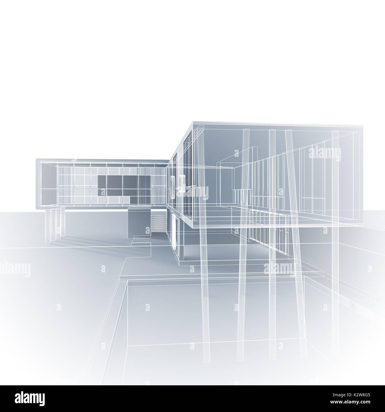 Exterior blueprint 3d rendering Stock Photo - Alamy