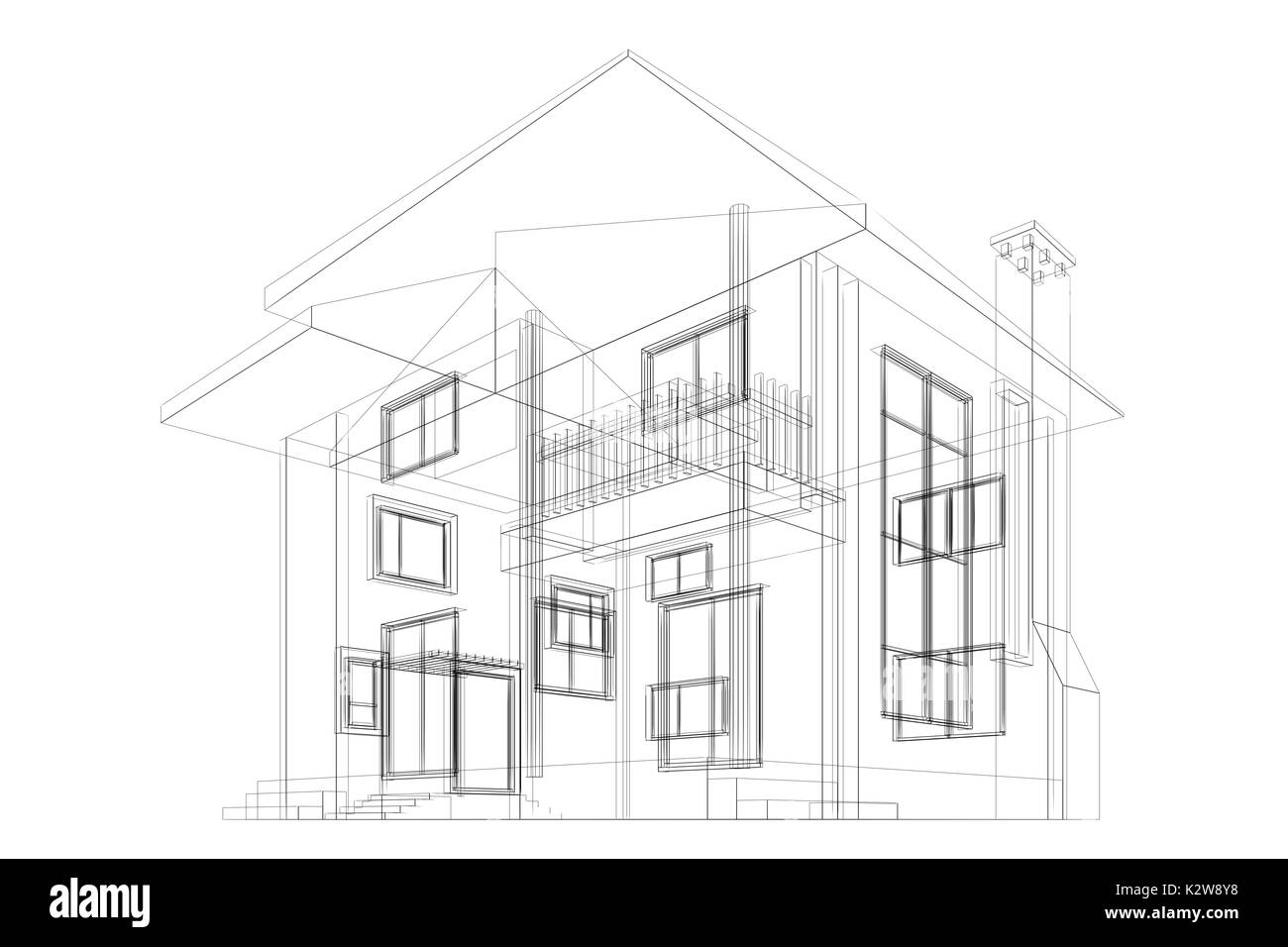 Blueprint 3d rendering construction Stock Photo - Alamy