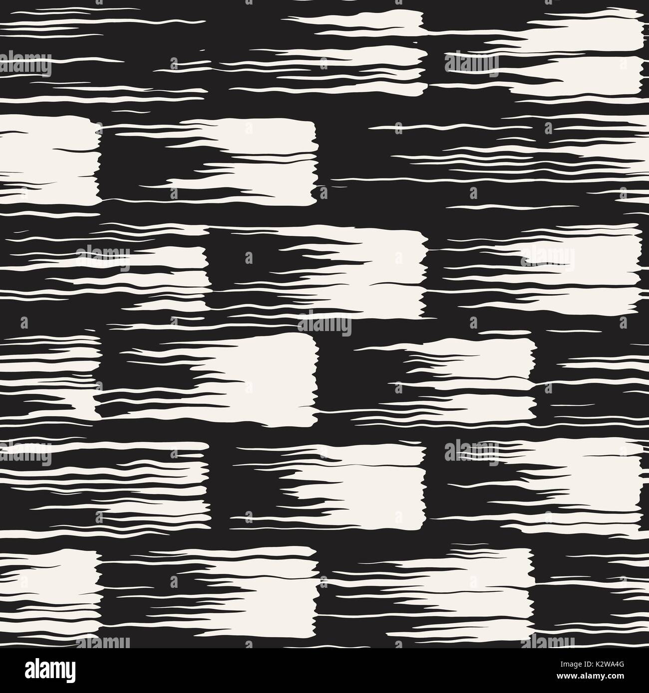 Vector seamless pattern with brush stripes and strokes. Black and white ...