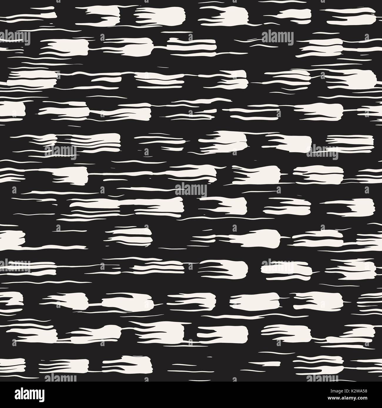 Vector seamless pattern with brush stripes and strokes. Black and white ...