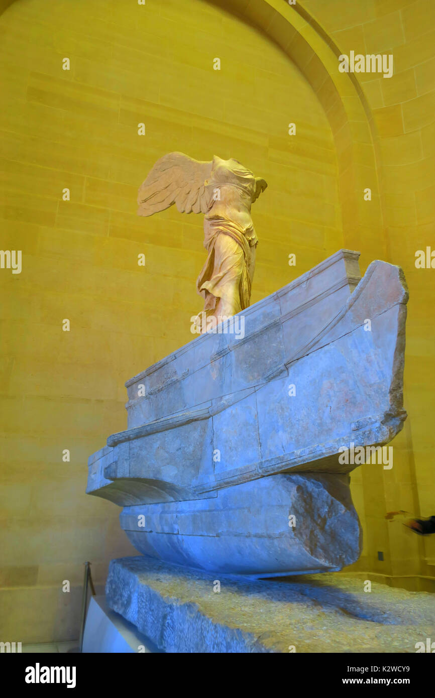 Winged Victory of Samothrace at the Louvre Museum in Paris, France. Stock Photo