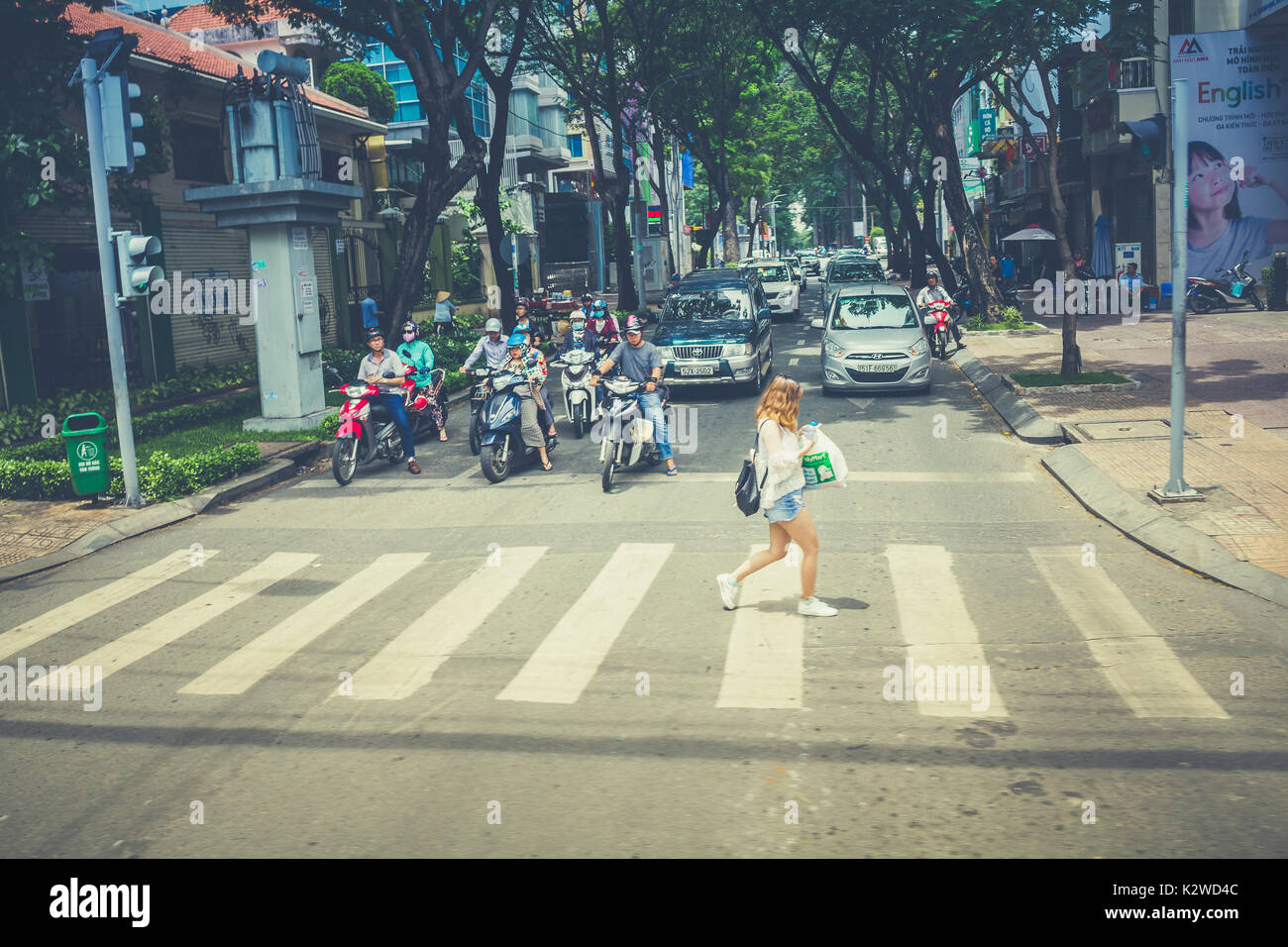 Crossing Street Ho Chi Minh, Vietnam Editorial Photo - Image of