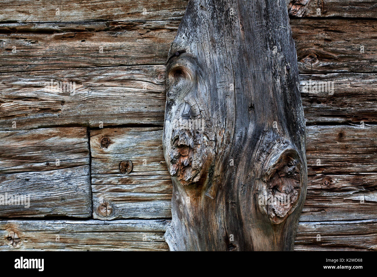 Detail of wooden house, Ulrichen, Switzerland. Stock Photo