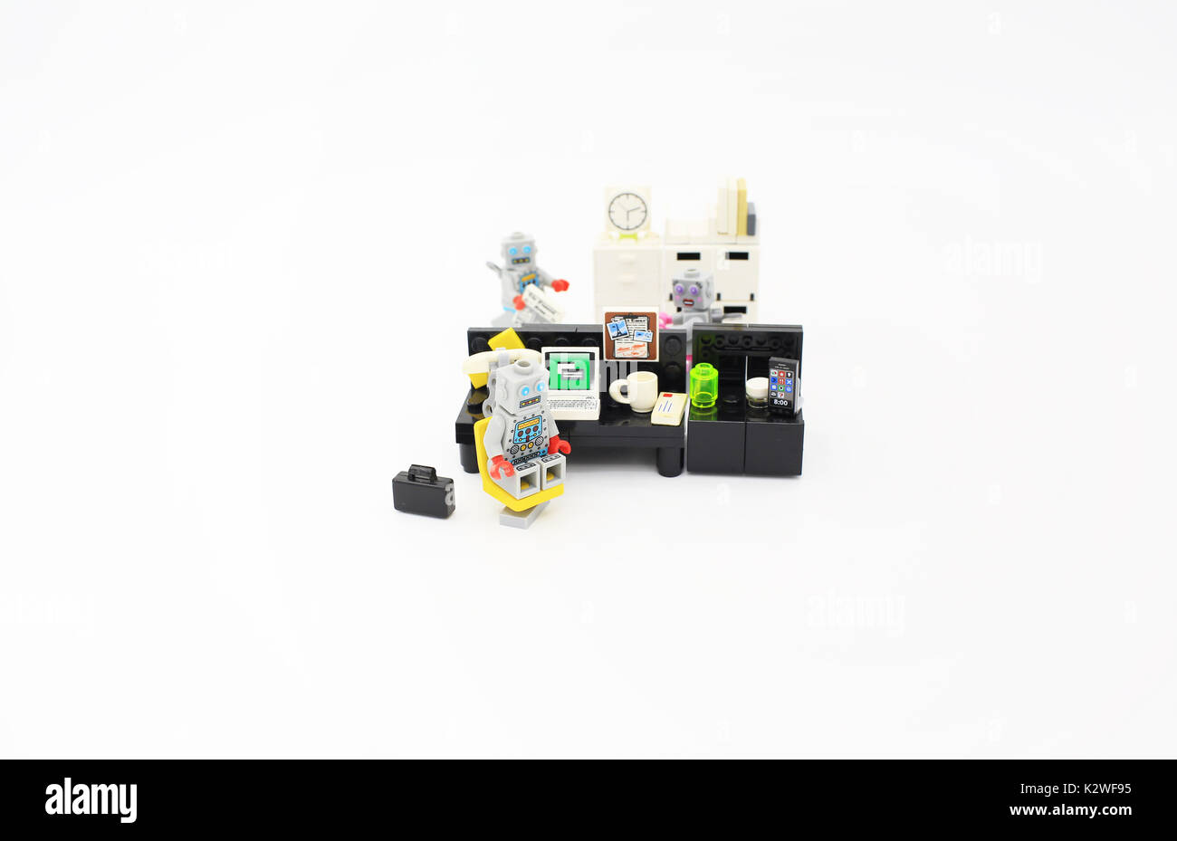 robot lego in office Stock Photo