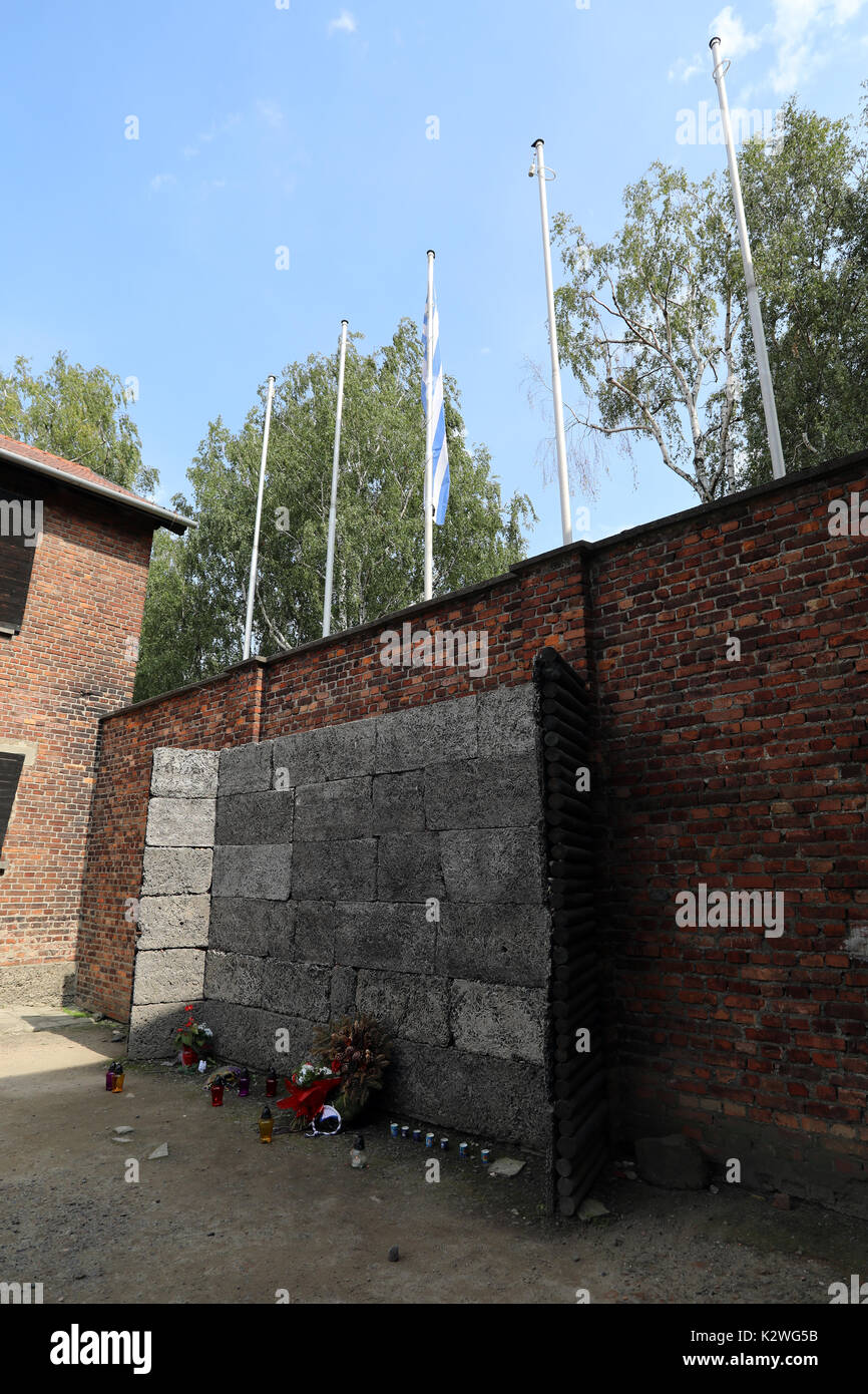 The site where executions were carried out in the Nazi concentration camp of Auschwitz, close to the town of Oświęcim, Poland, photographed on 25 Augu Stock Photo