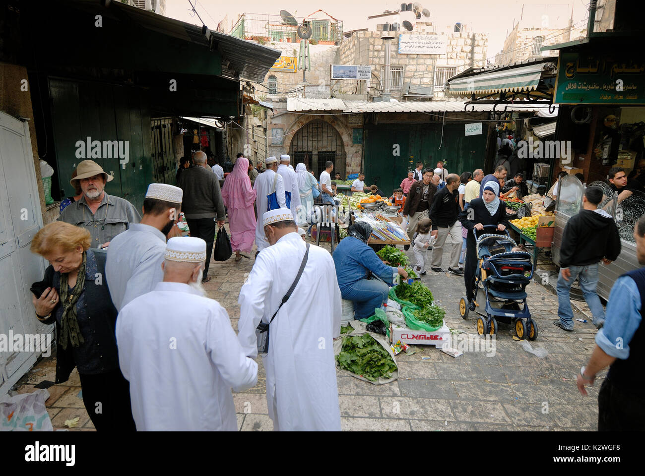 Street life in the muslim quarter of Jerusalem. Israel Stock Photo
