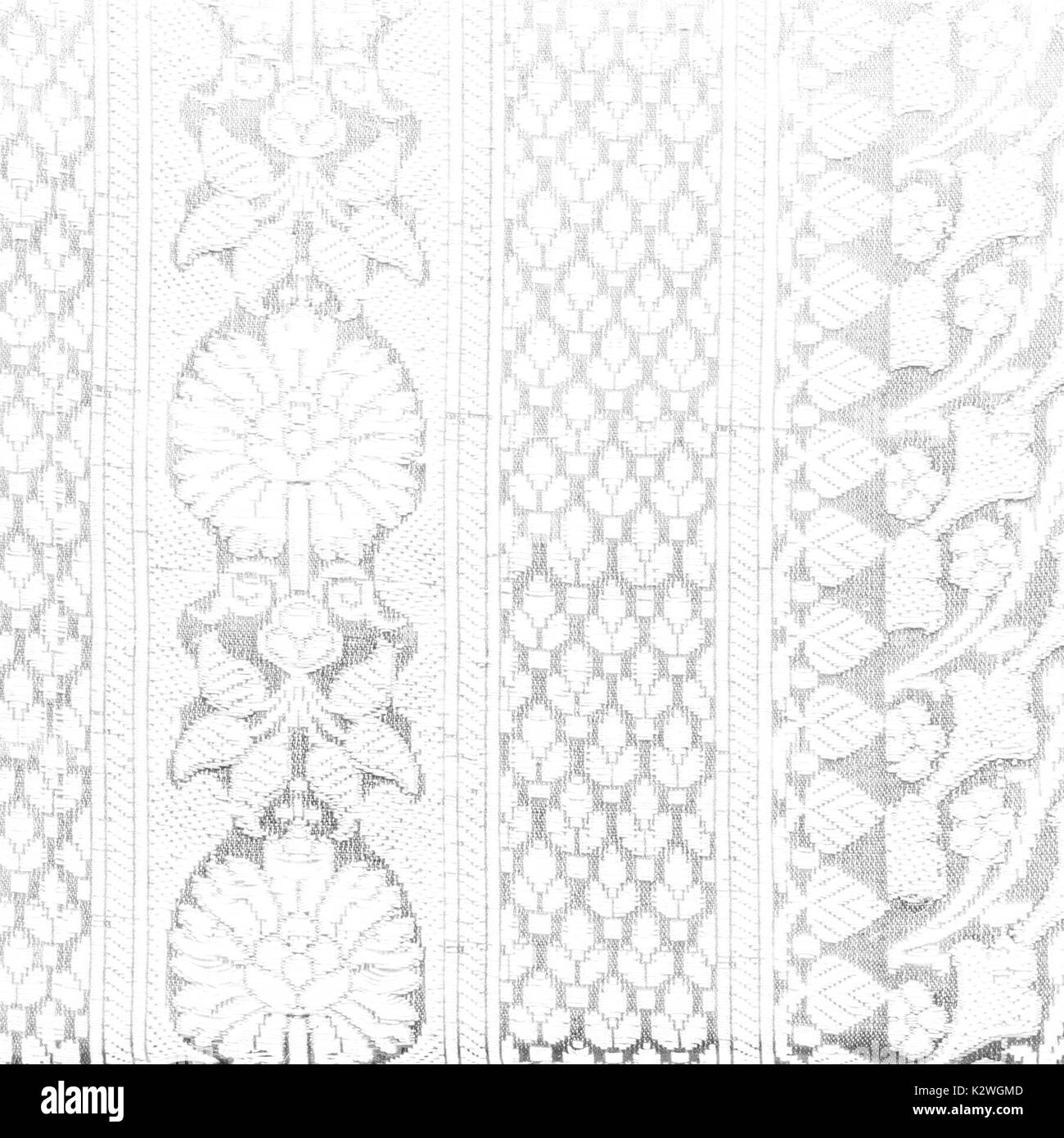 Traditional Indian fabric texture black and white with patterns can be used as background. Stock Photo