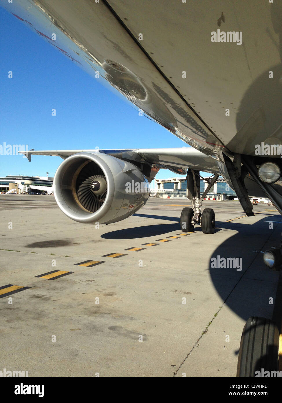 Commercial jet ready for taxi in an italian airport Stock Photo