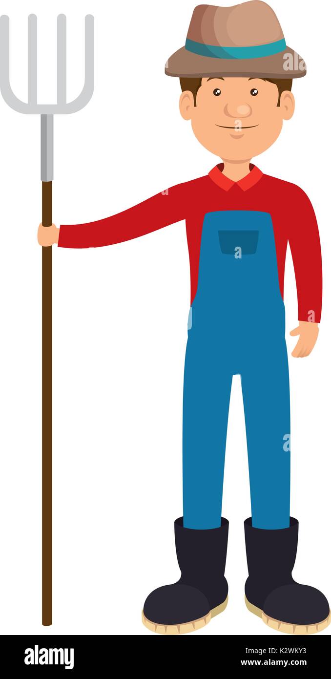 farmer with rake avatar character icon Stock Vector Image & Art - Alamy