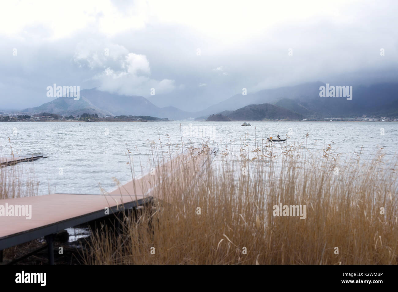 Landscape of Kawaguchi lake Stock Photo