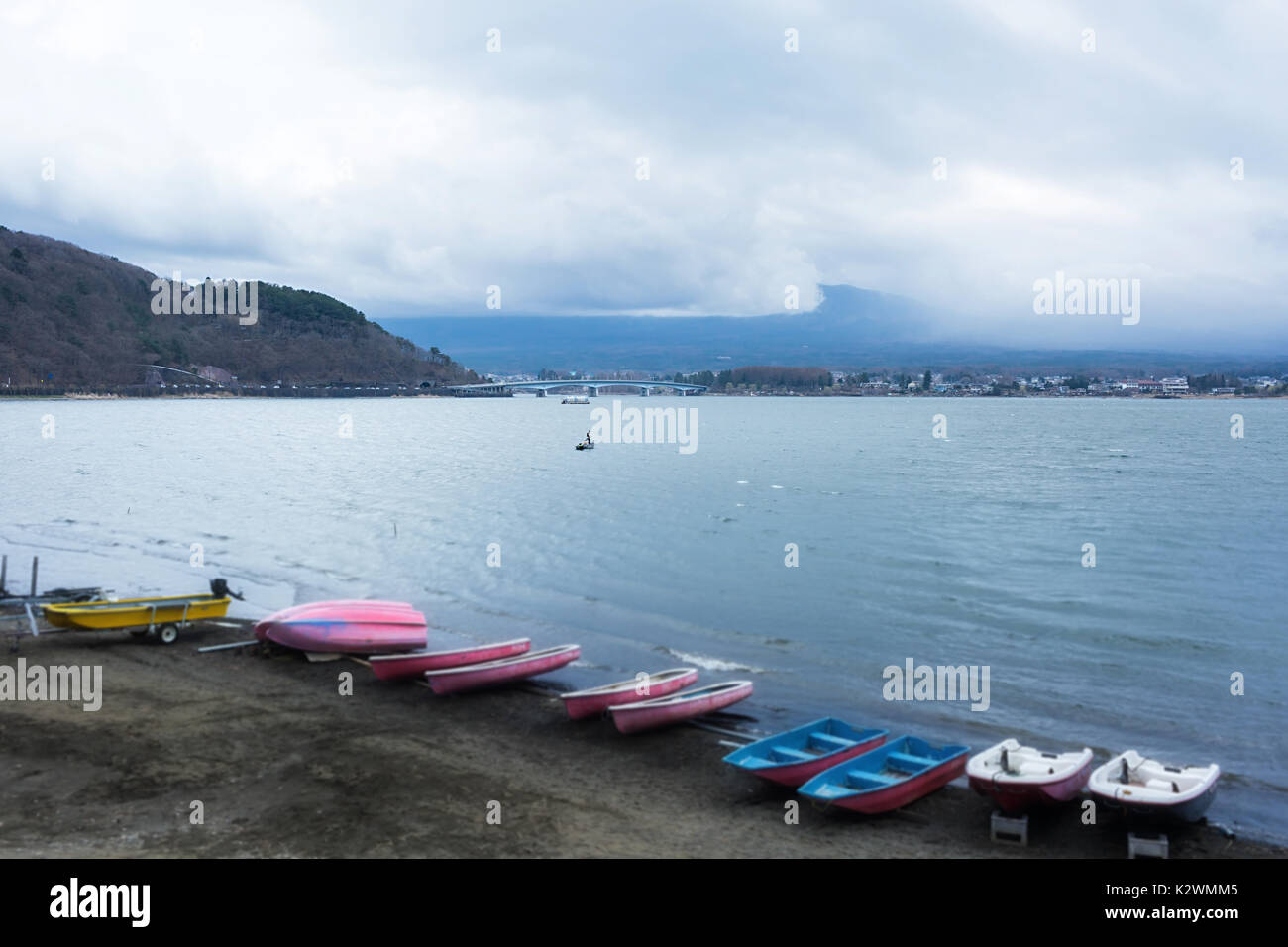 Landscape of Kawaguchi lake Stock Photo