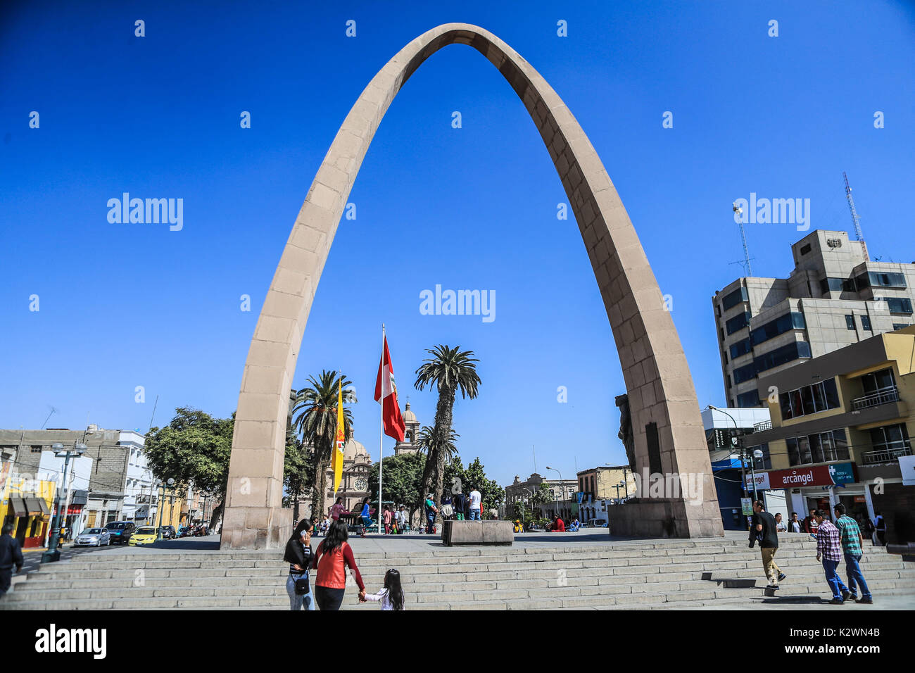 Daily life in Plaza de Armas of Tacna, Peru in South America( Photo/Luis Gutierrez/NortePhoto.com) Stock Photo