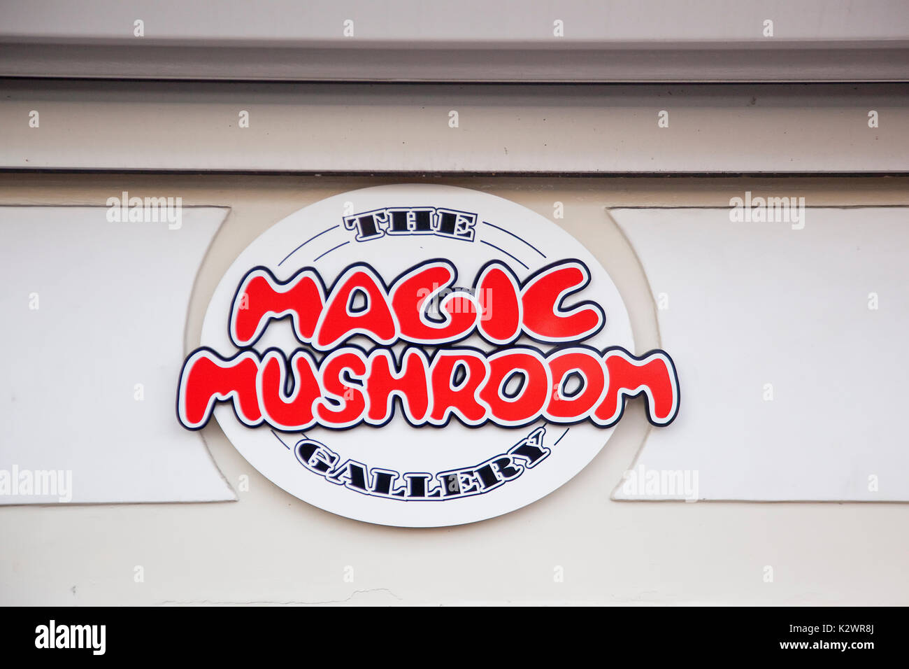 Holland, North, Amsterdam, Magic Mushroom Gallery sign. Stock Photo
