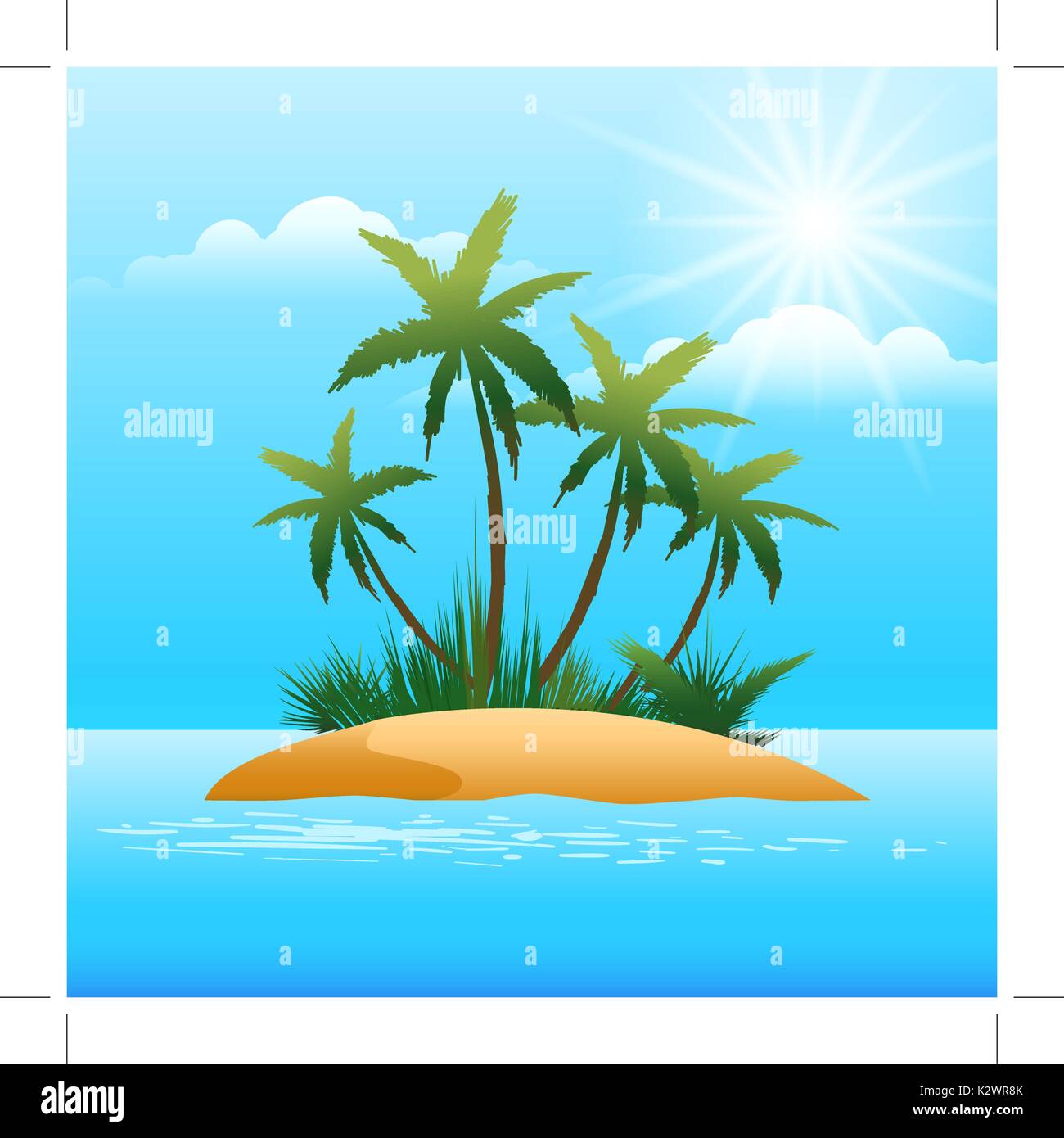 Small tropical island in the ocean. Vector illustration Stock Vector