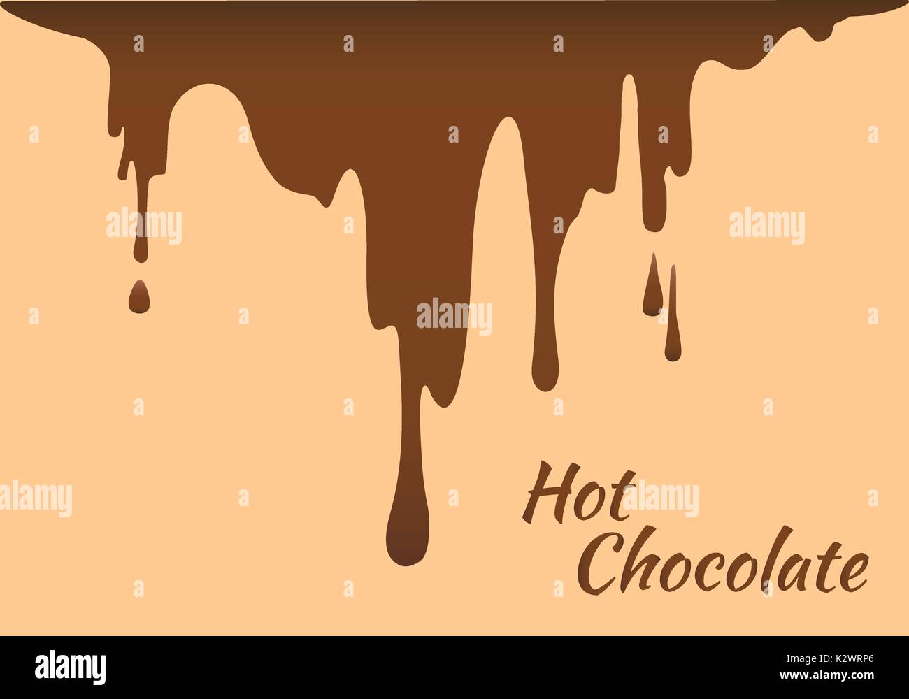 Melted brown hot chocolate flow down. Vector illustration Stock Vector