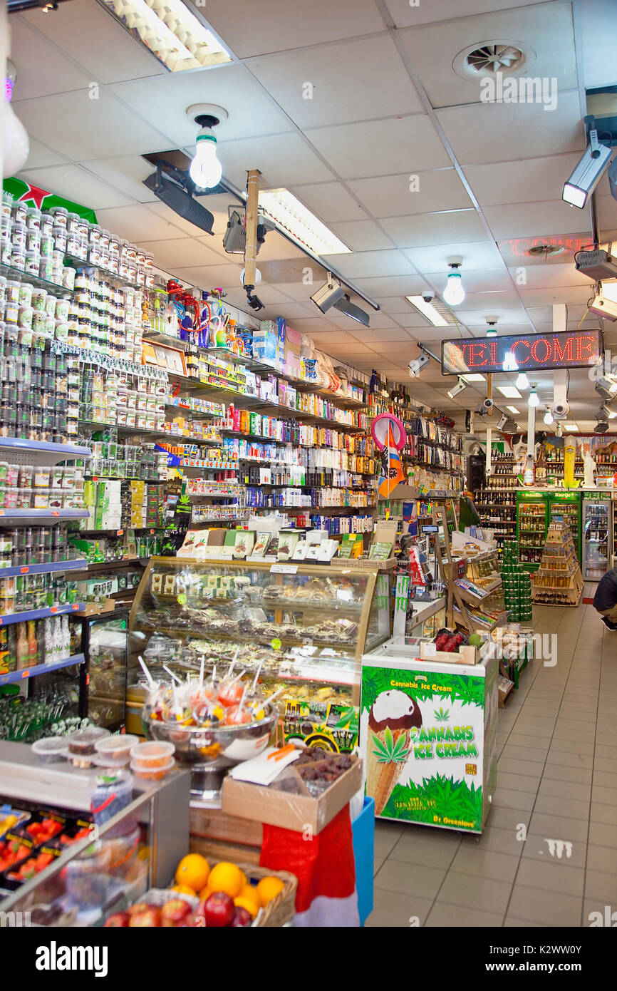 Holland, North, Amsterdam, Interior of convenience store selling drug