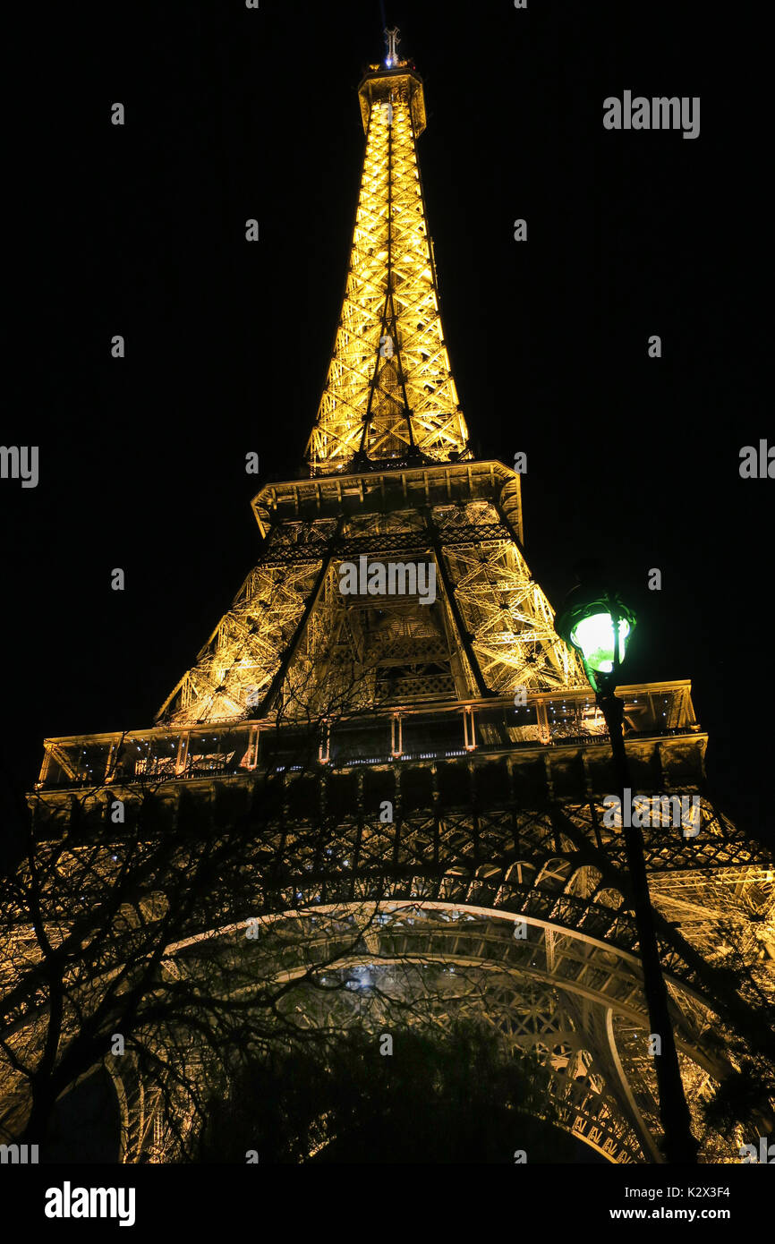 Eiffel Tower At Night Stock Photo