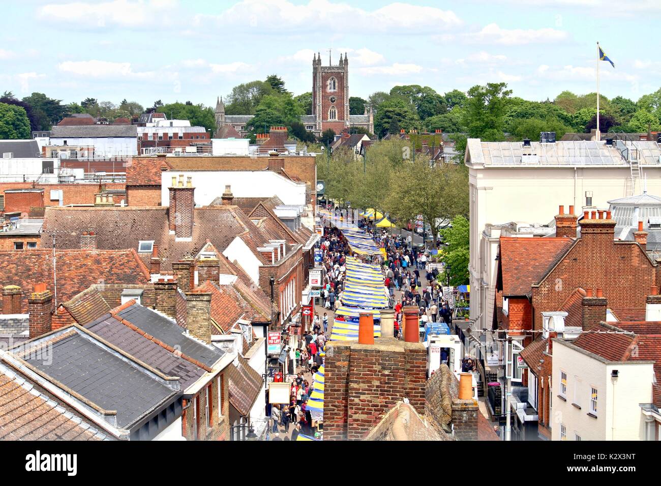 St. Peters Church Viewed from the Clock Tower, St. Albans Stock Photo
