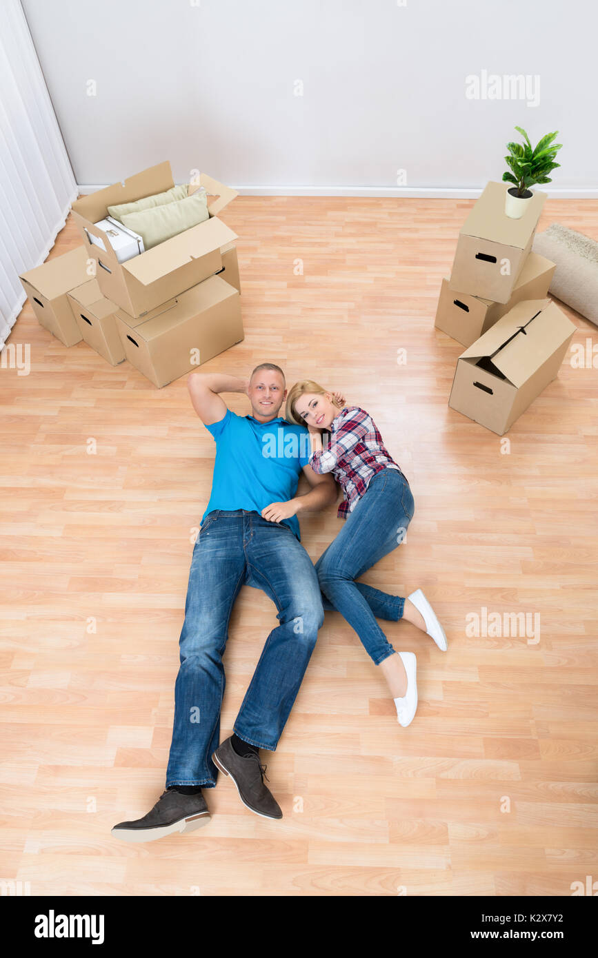 Woman relaxing in new home hi-res stock photography and images - Alamy