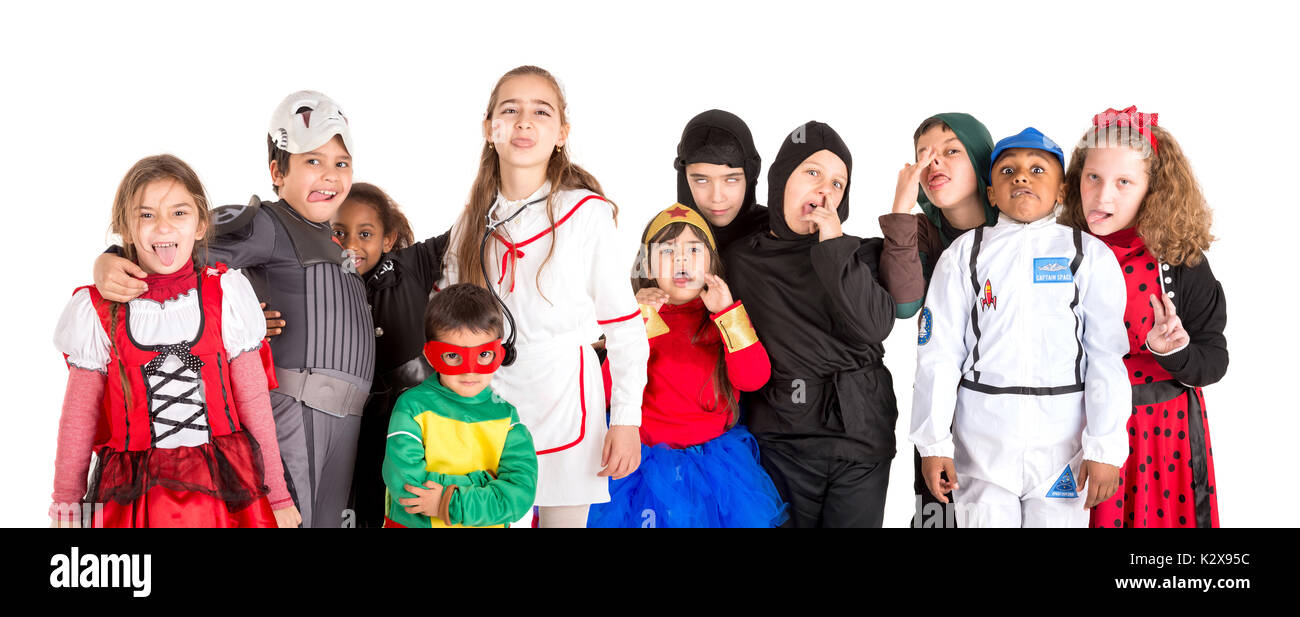 Group of kids in Halloween/Canaval costumes isolated Stock Photo - Alamy