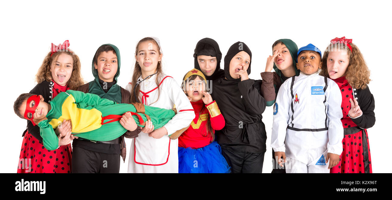 Group of kids in Halloween/Canaval costumes isolated Stock Photo - Alamy
