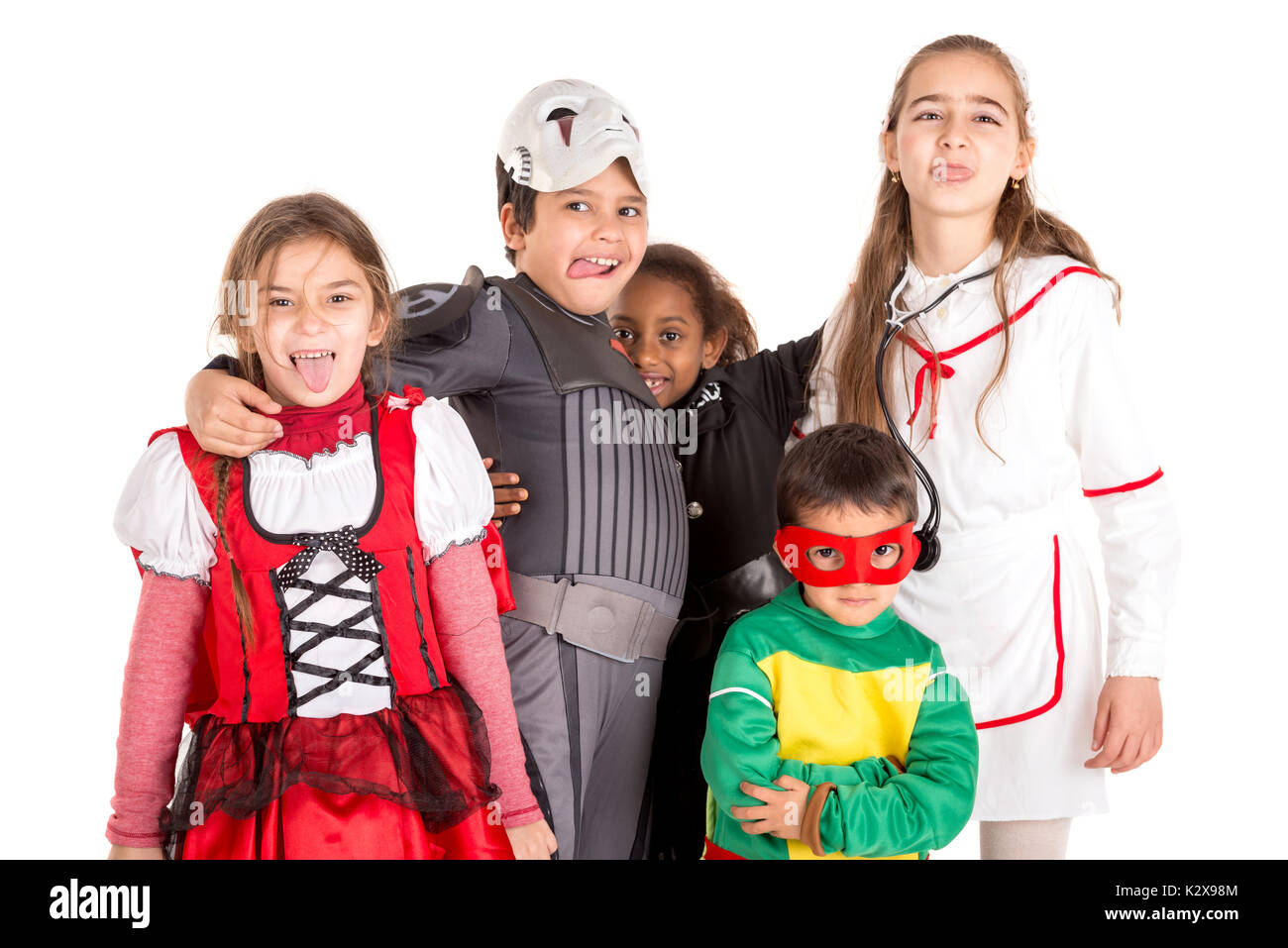 Group of kids in Halloween/Canaval costumes isolated Stock Photo - Alamy