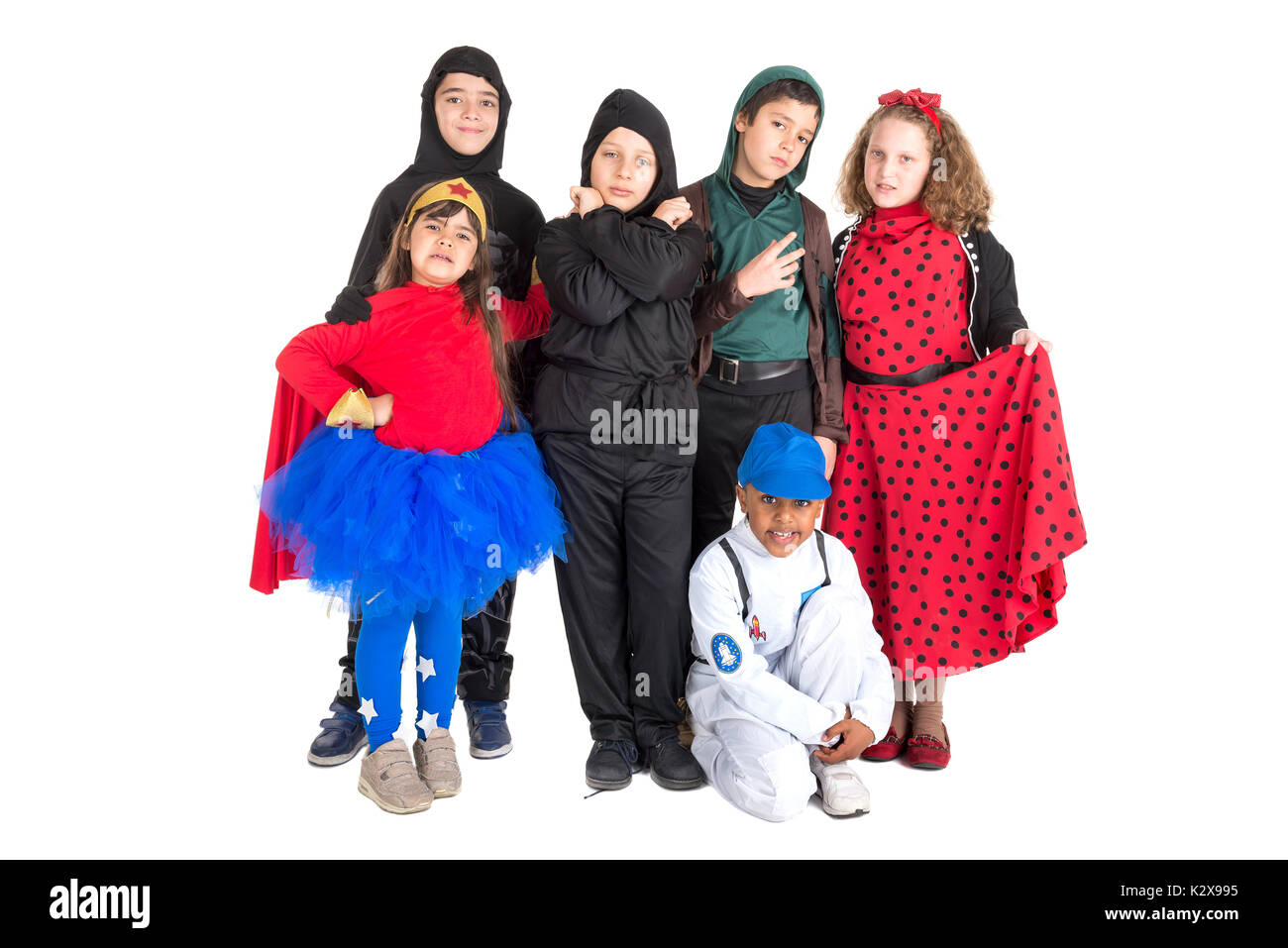 Group of kids in Halloween/Canaval costumes isolated Stock Photo - Alamy