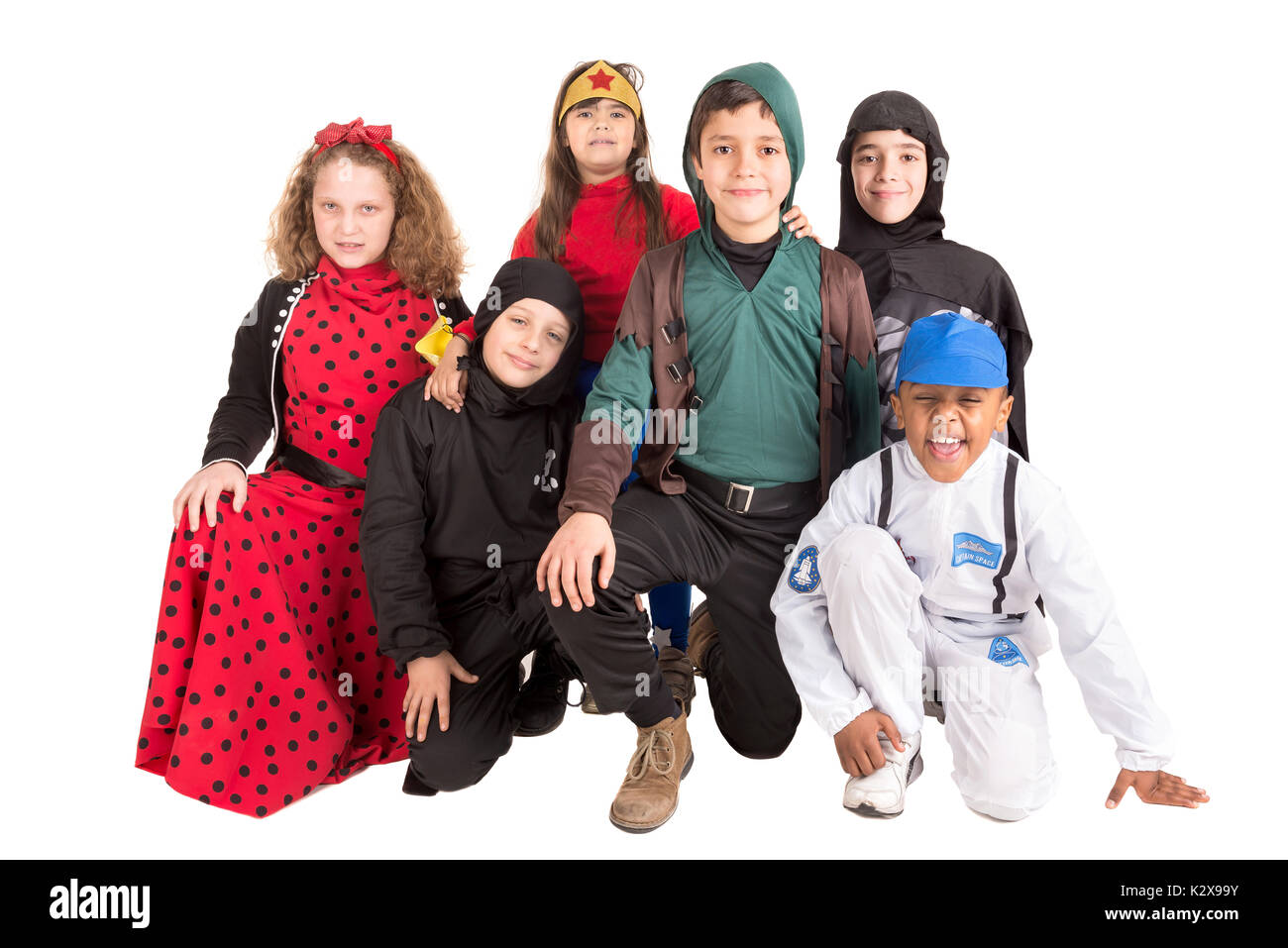 Group of kids in Halloween/Canaval costumes isolated Stock Photo - Alamy