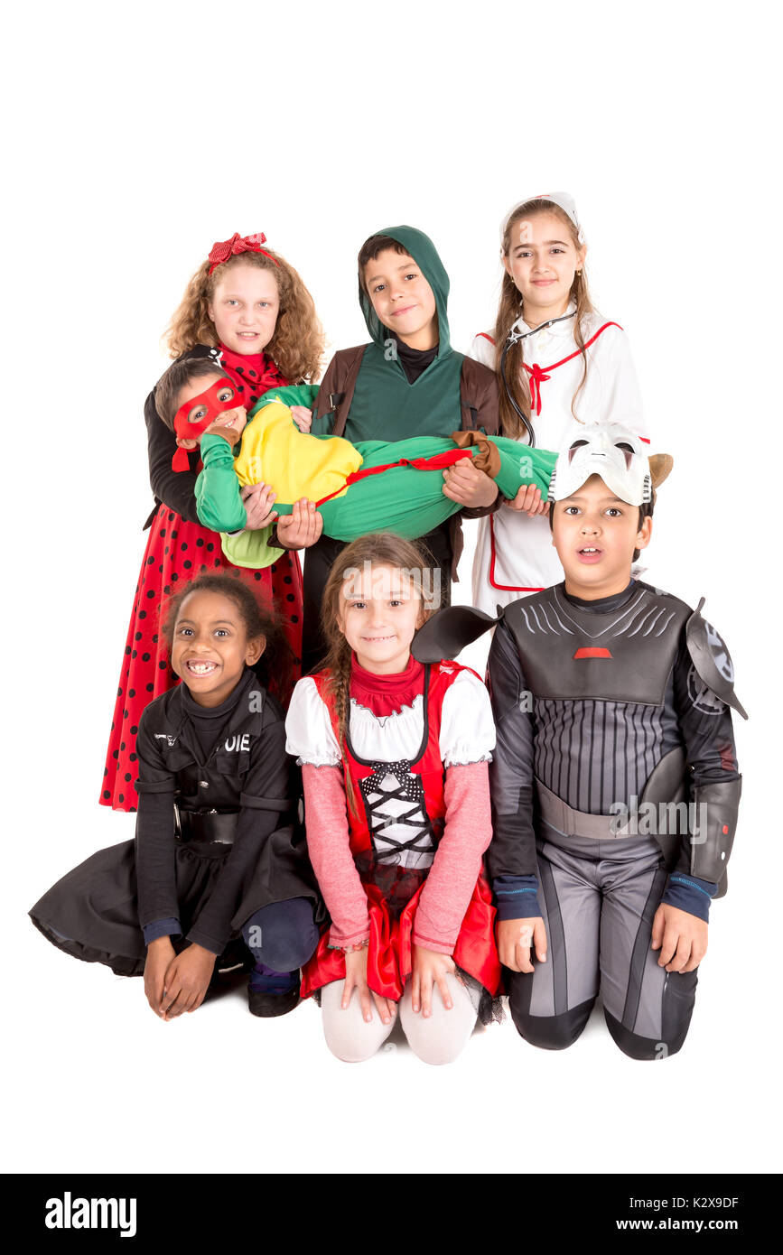 Group of kids in Halloween/Canaval costumes isolated Stock Photo - Alamy