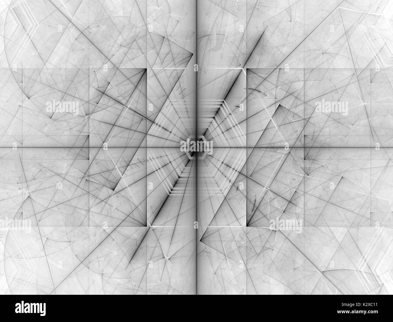 Futuristic dark lines on white, computer generated abstract background, 3D rendering Stock Photo