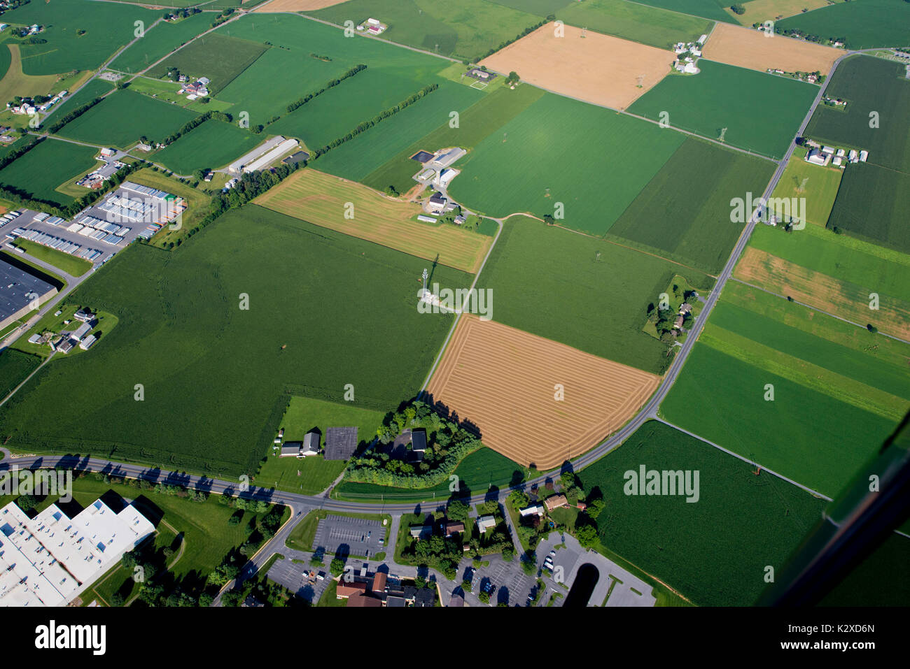 AERIAL VIEW OF INDUSTRIAL AND AGRICULTURAL LAND, LITITZ PA Stock Photo