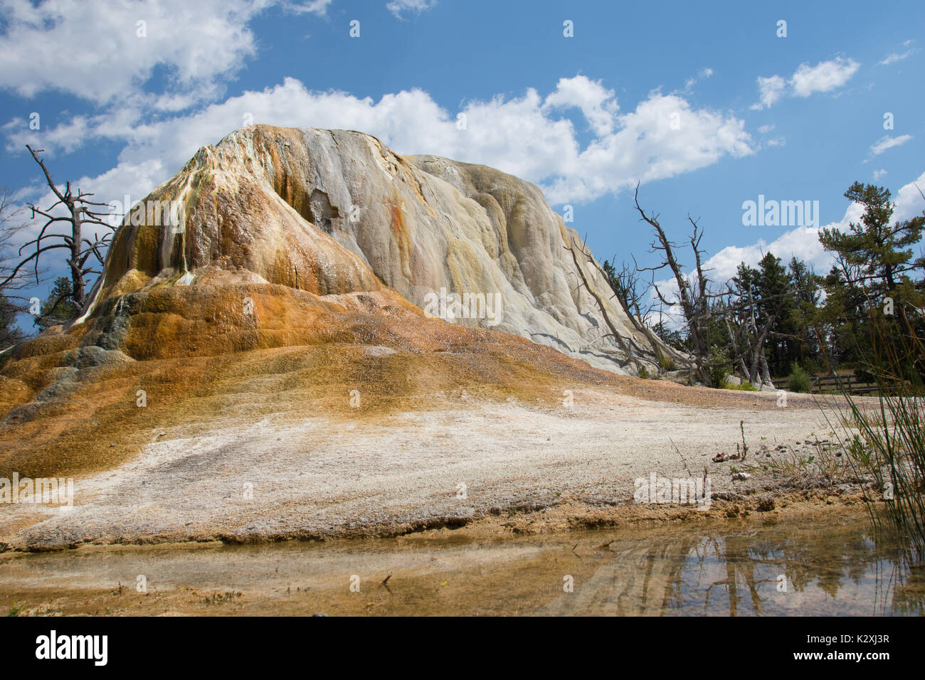 The Orange Spring Mound at Mammoth Hot Springs in Yellowstone National Park, WY Stock Photo