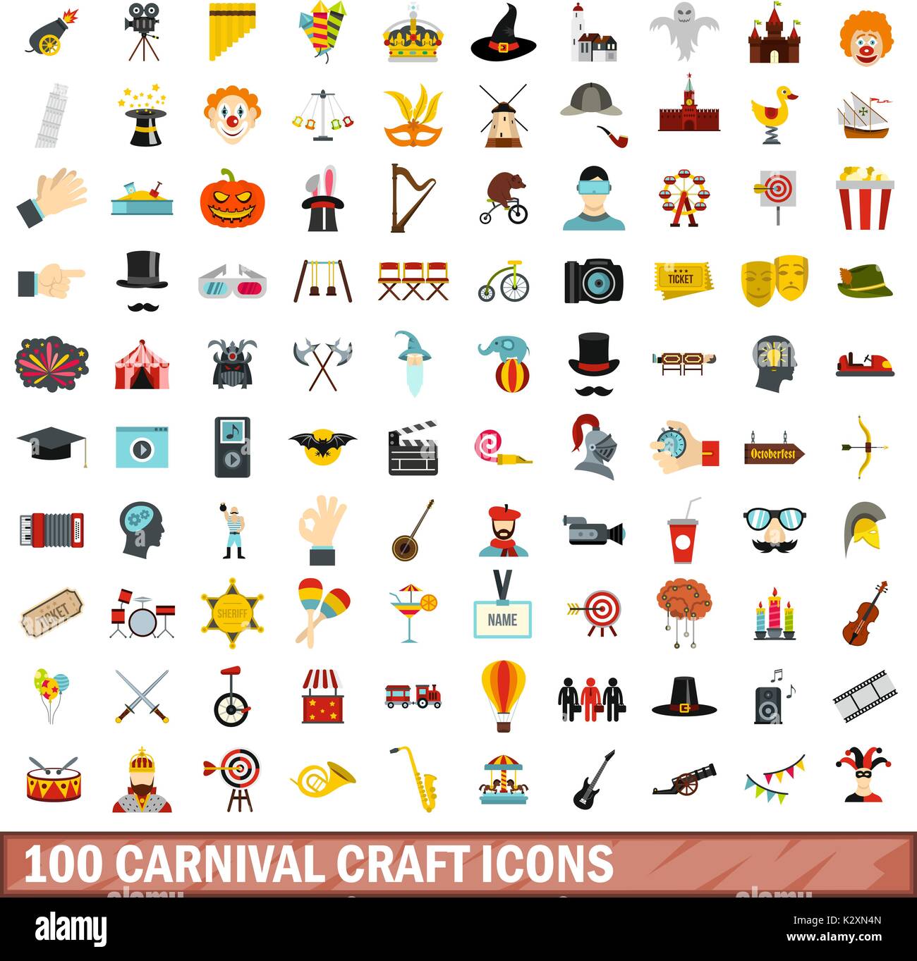 100 carnival craft icons set, flat style Stock Vector Image & Art - Alamy