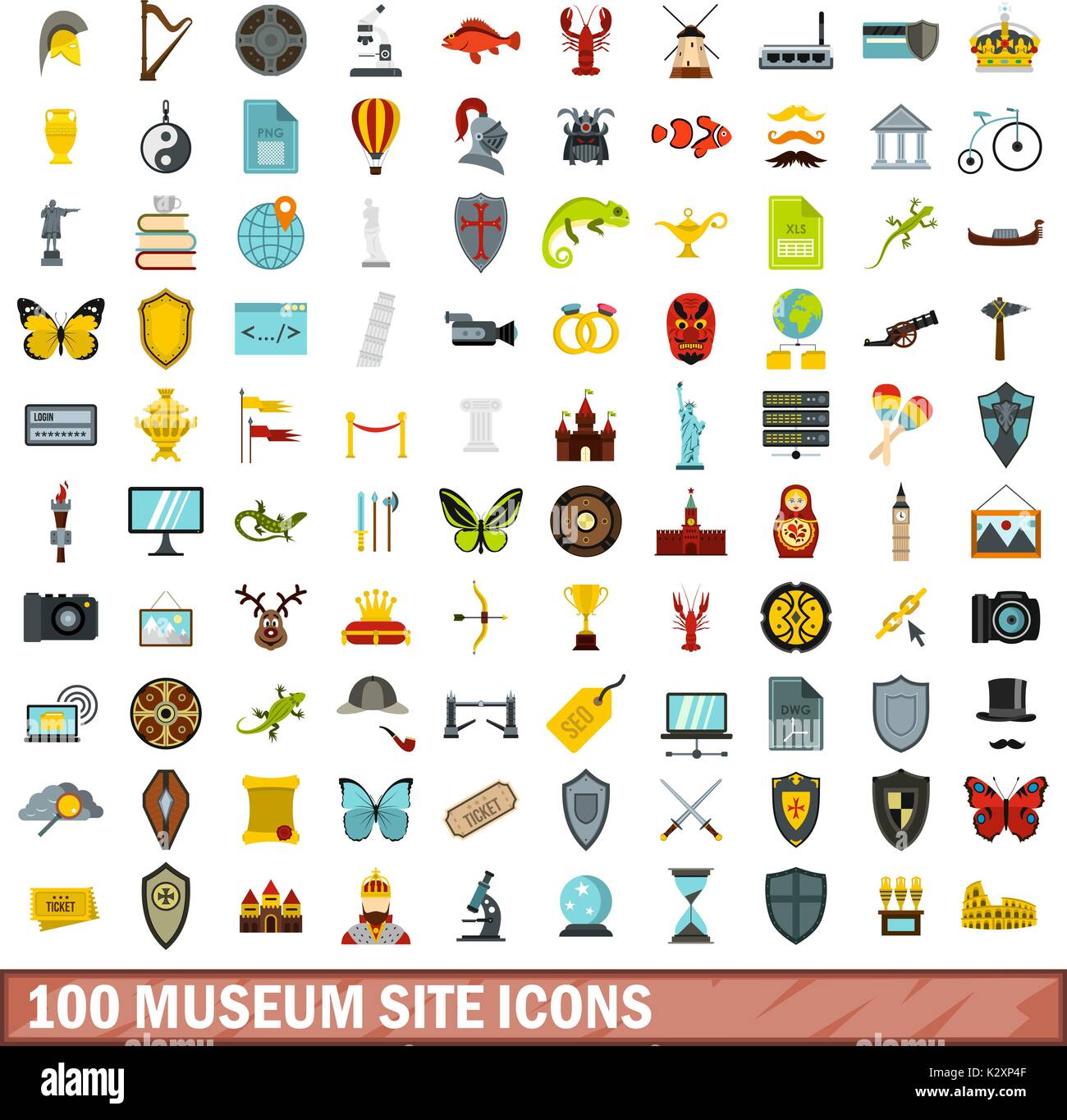 100 museum site icons set, flat style Stock Vector Image & Art - Alamy