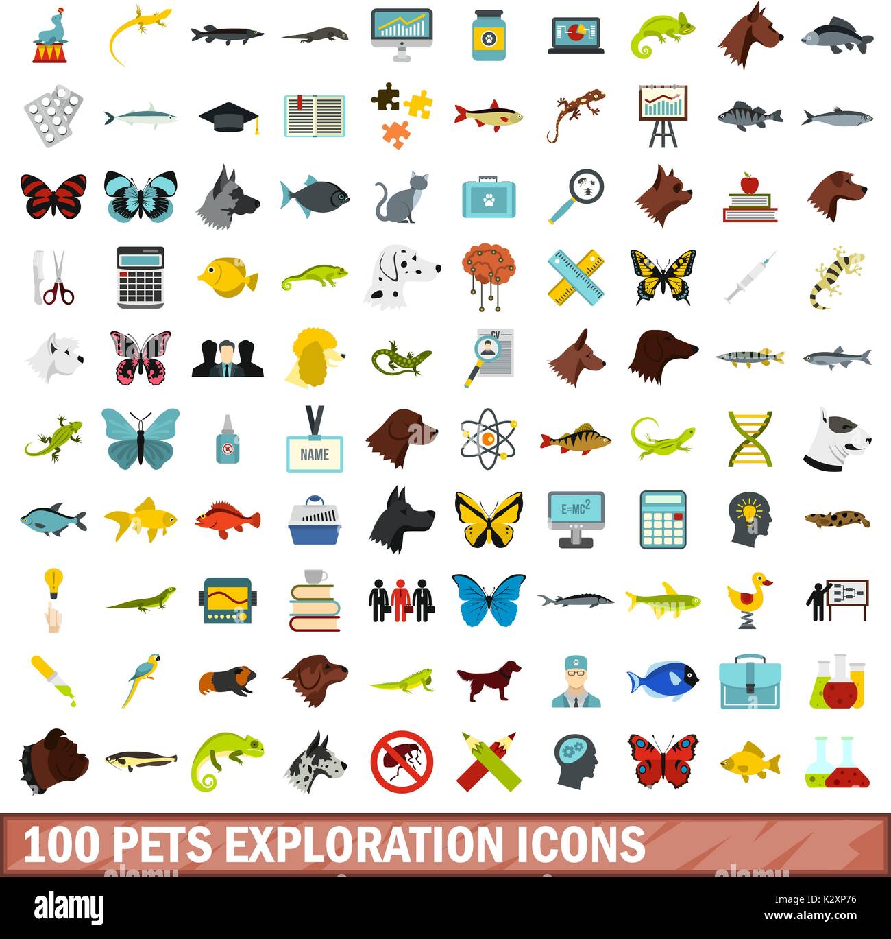 100 pets exploration icons set, flat style Stock Vector Image & Art - Alamy