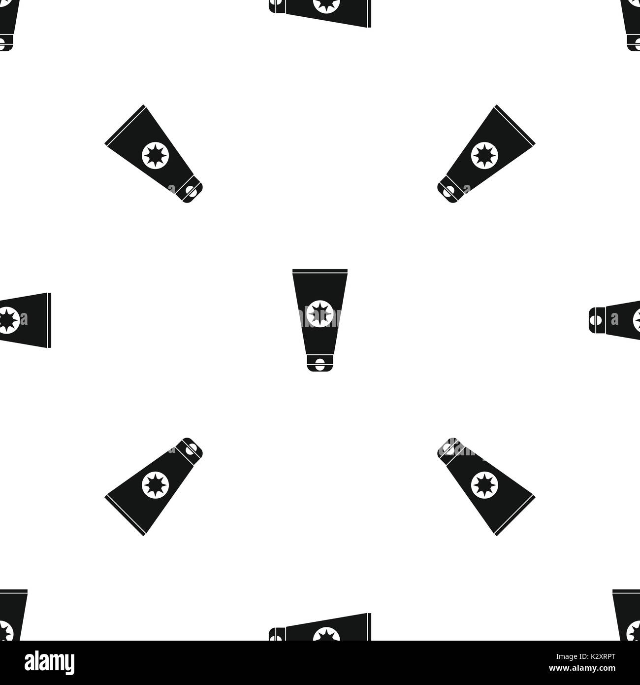 Tube with sunbathing cream pattern seamless black Stock Vector