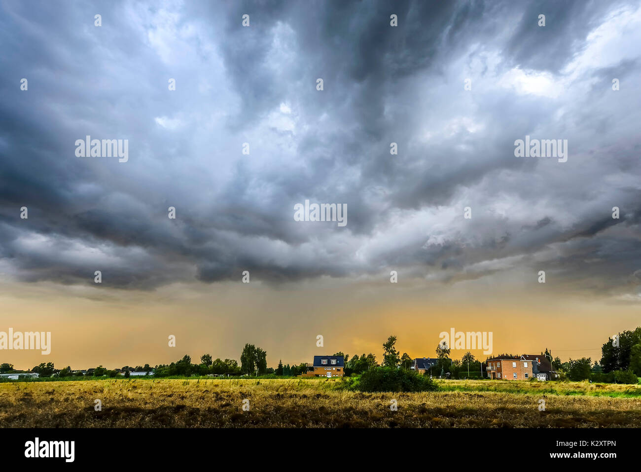 Thunderstorm about Kirchwerder, Hamburg, Germany, Europe, Gewitter ueber Kirchwerder, Deutschland, Europa Stock Photo