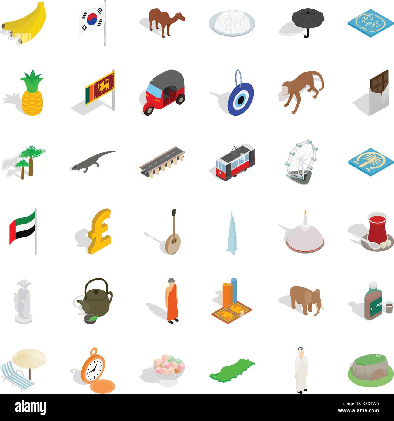 Tourism icons set, isometric style Stock Vector