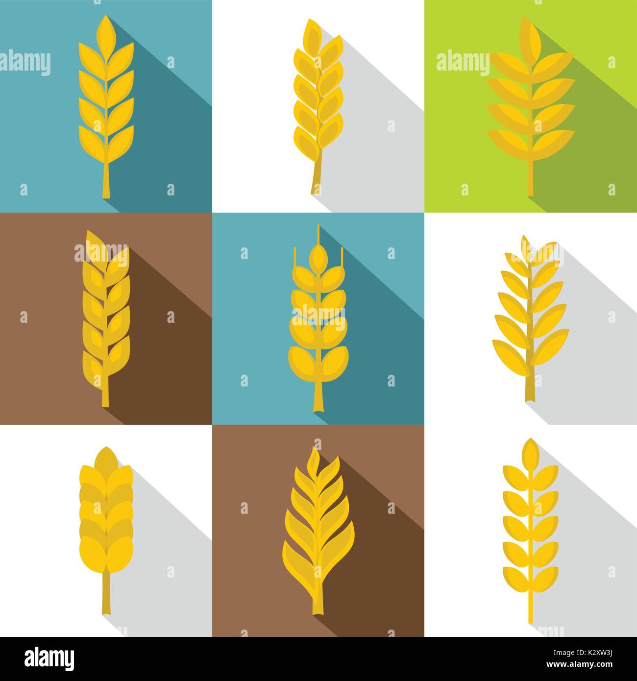 Wheat ears icon set, flat style Stock Vector Image & Art - Alamy