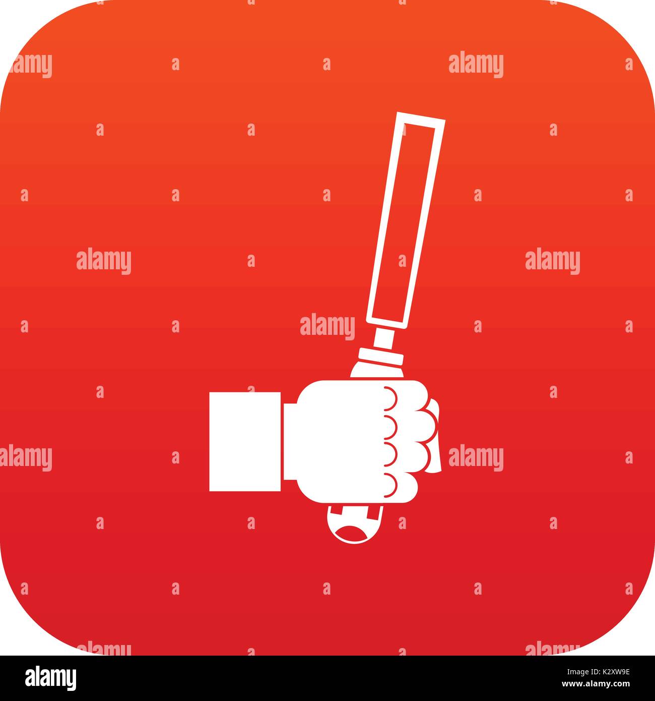 Chisel tool in man hend icon digital red Stock Vector