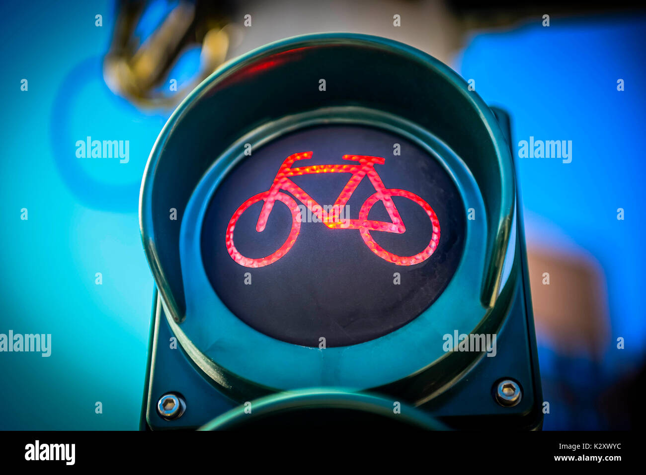 Red light for cyclists, Rotlicht fuer Fahrradfahrer Stock Photo