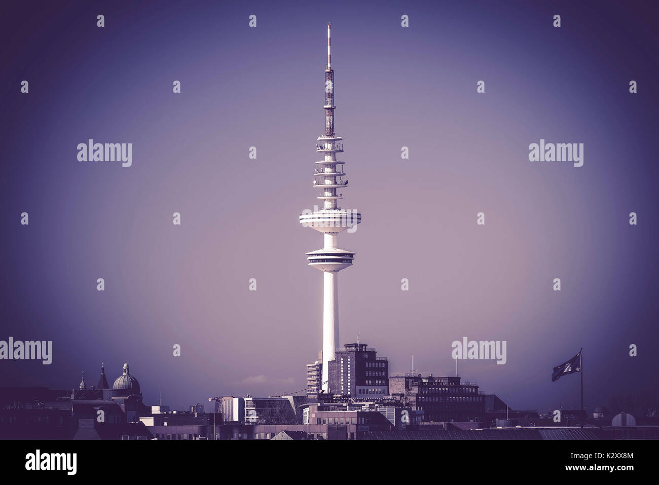 Television tower Heinrich hertz tower in Hamburg, Germany, Europe, Fernsehturm Heinrich-Hertz-Turm in Hamburg, Deutschland, Europa Stock Photo